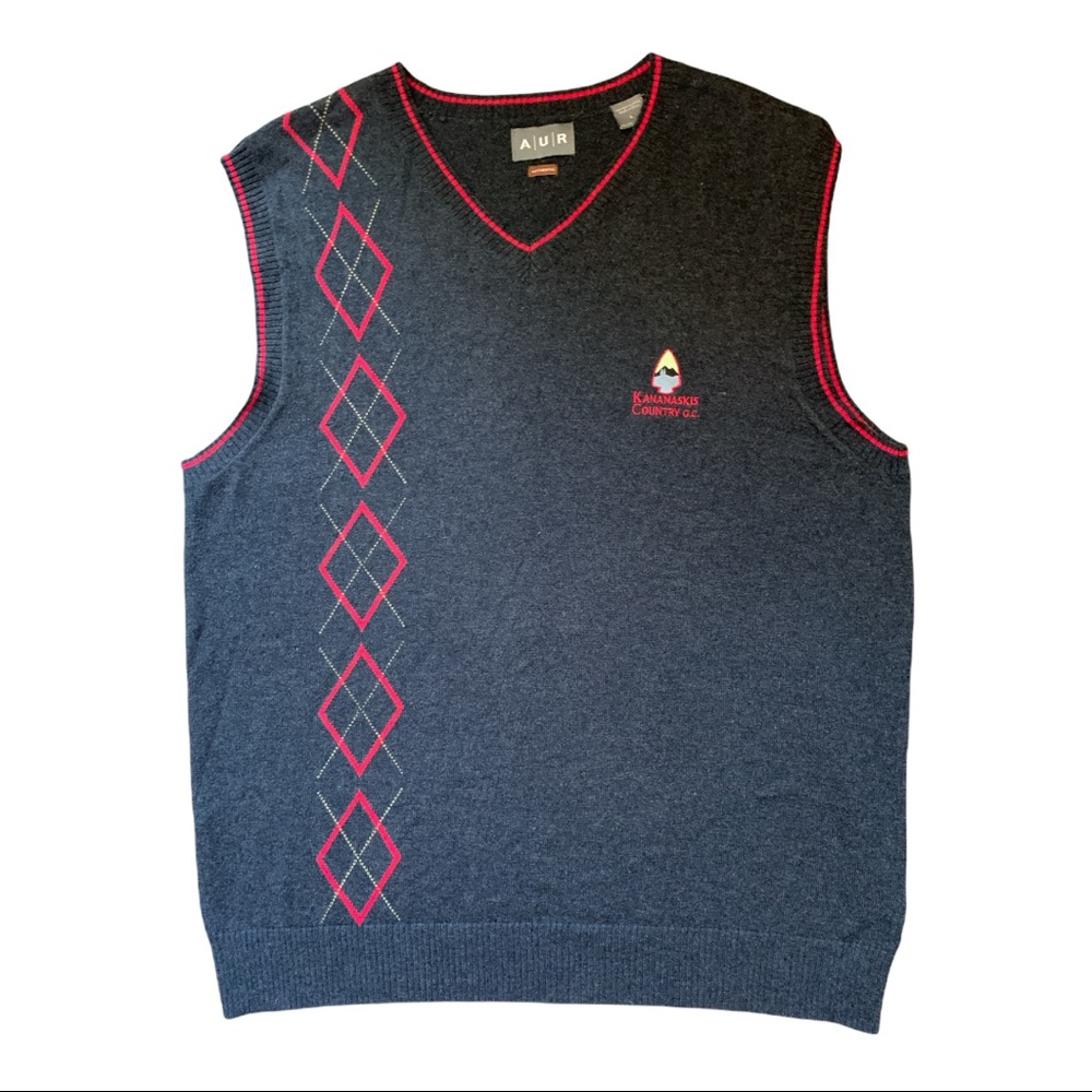 AUR Argyle Wool Blend V-Neck Sweater Vest Cottage Core Grandpa Dark Acdemia
